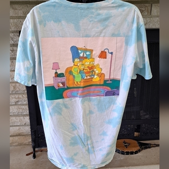 The Simpsons Tops - The Simpsons Women's Size Large Tie Dye Short Sleeve Graphic T-shirt Blue White